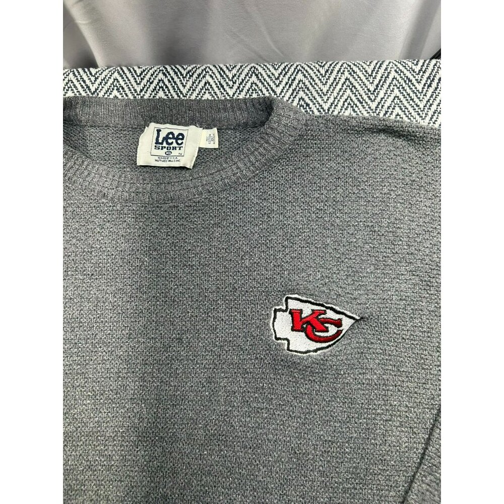 Kansas City Chiefs Lee Sport Knit Gray Sweater XL Men's NFL Team Logo Crewneck - Picture 2 of 5